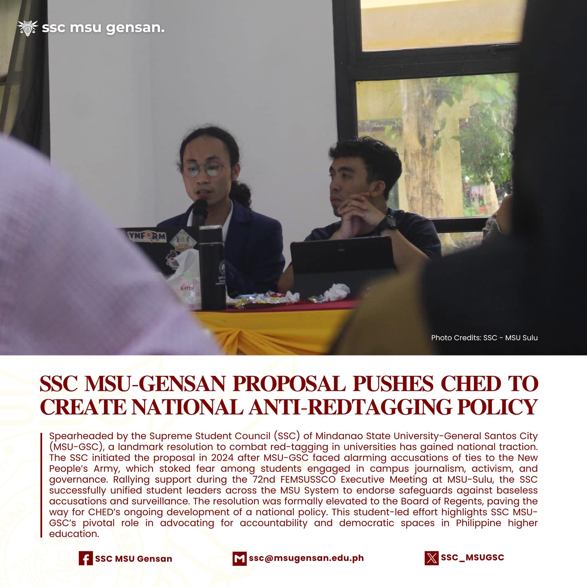 MSU-Gensan Student Council Resolution Spurs CHED to Draft National Anti-Red-Tagging Policy
